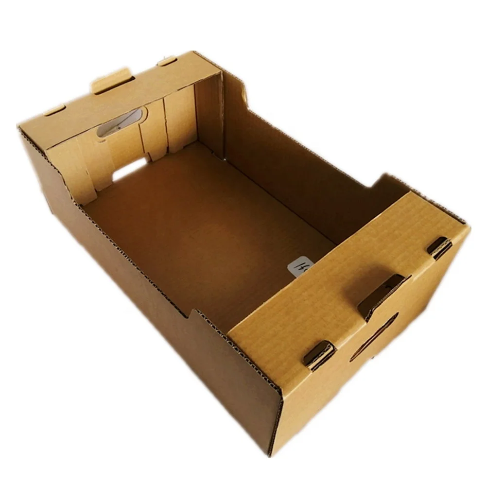 Wholesale factory custom logo recycled kraft paper corrugated cardboard single wall C fluted fruit vegetable carton box