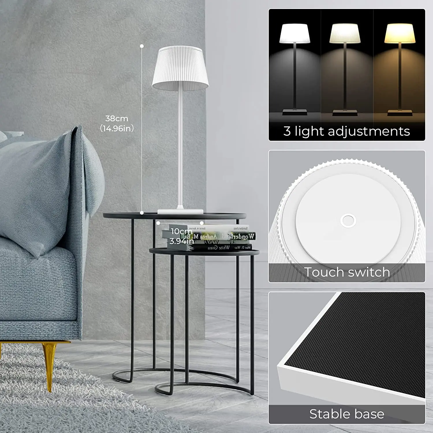 Led Table Lamp Rechargeable Battery usb Desk Lamp for Beside Bedrooms and Kitchen