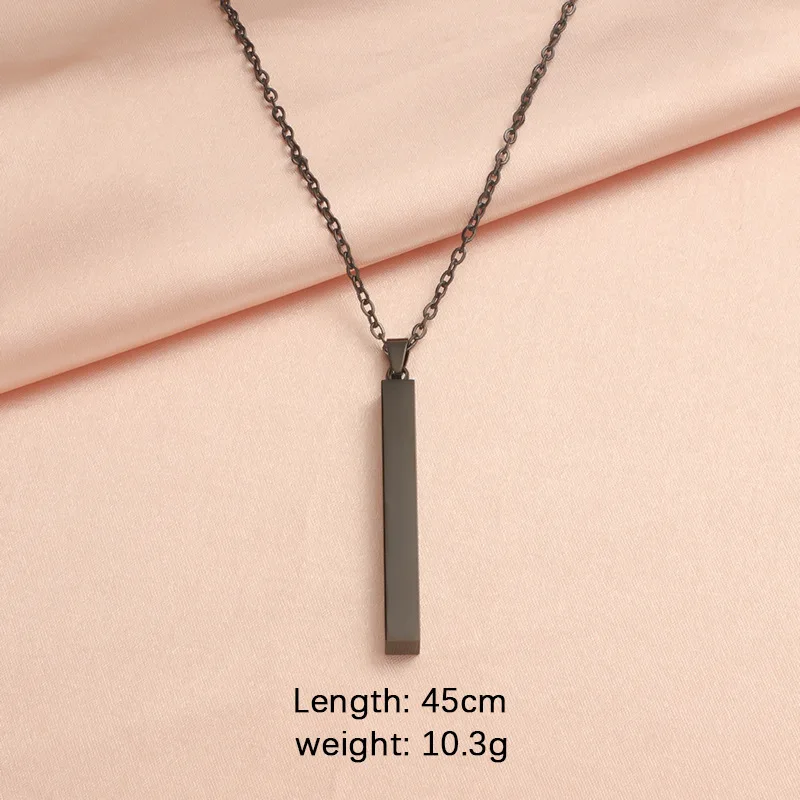 Wholesale Engraveable Bar Necklace Personalized Custom Gold Plated Stainless Steel 3d Bar Blank Necklace For Women Men