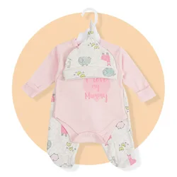 Wholesale Hot Selling long Sleeve romper  hat pants  Cotton Baby Clothes  3 Pcs Outfits Infant Clothing Set