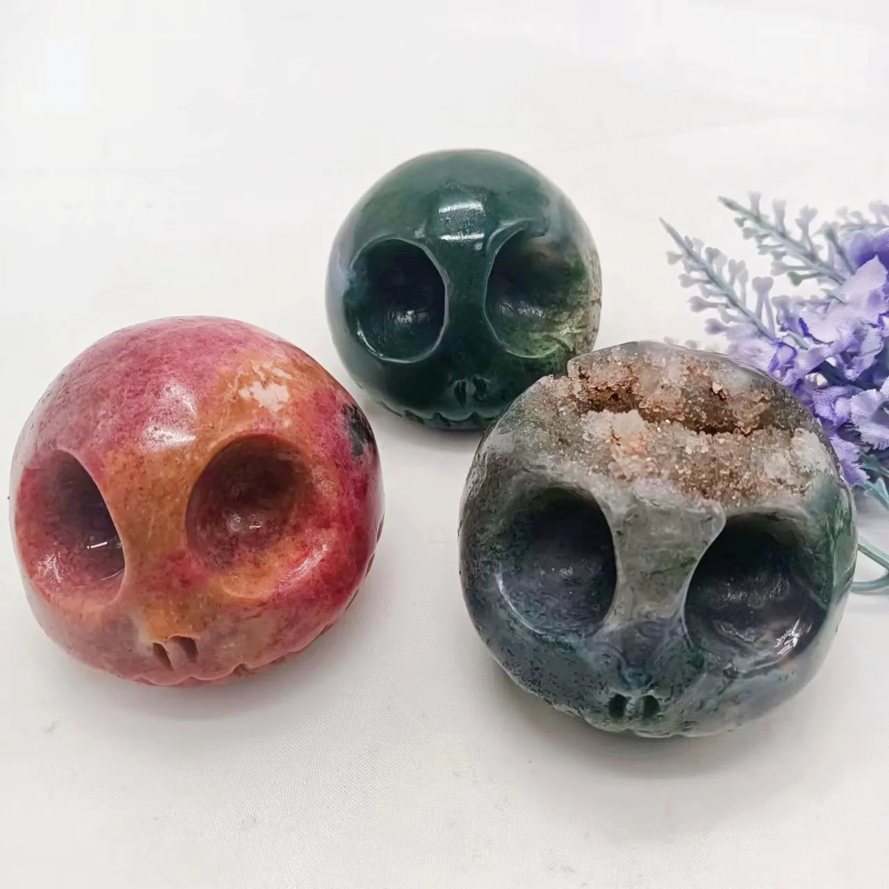 High Quality Natural Crystal Carving Czech Skulls Crystals Healing Craft Jack Skulls For Halloween Decoration