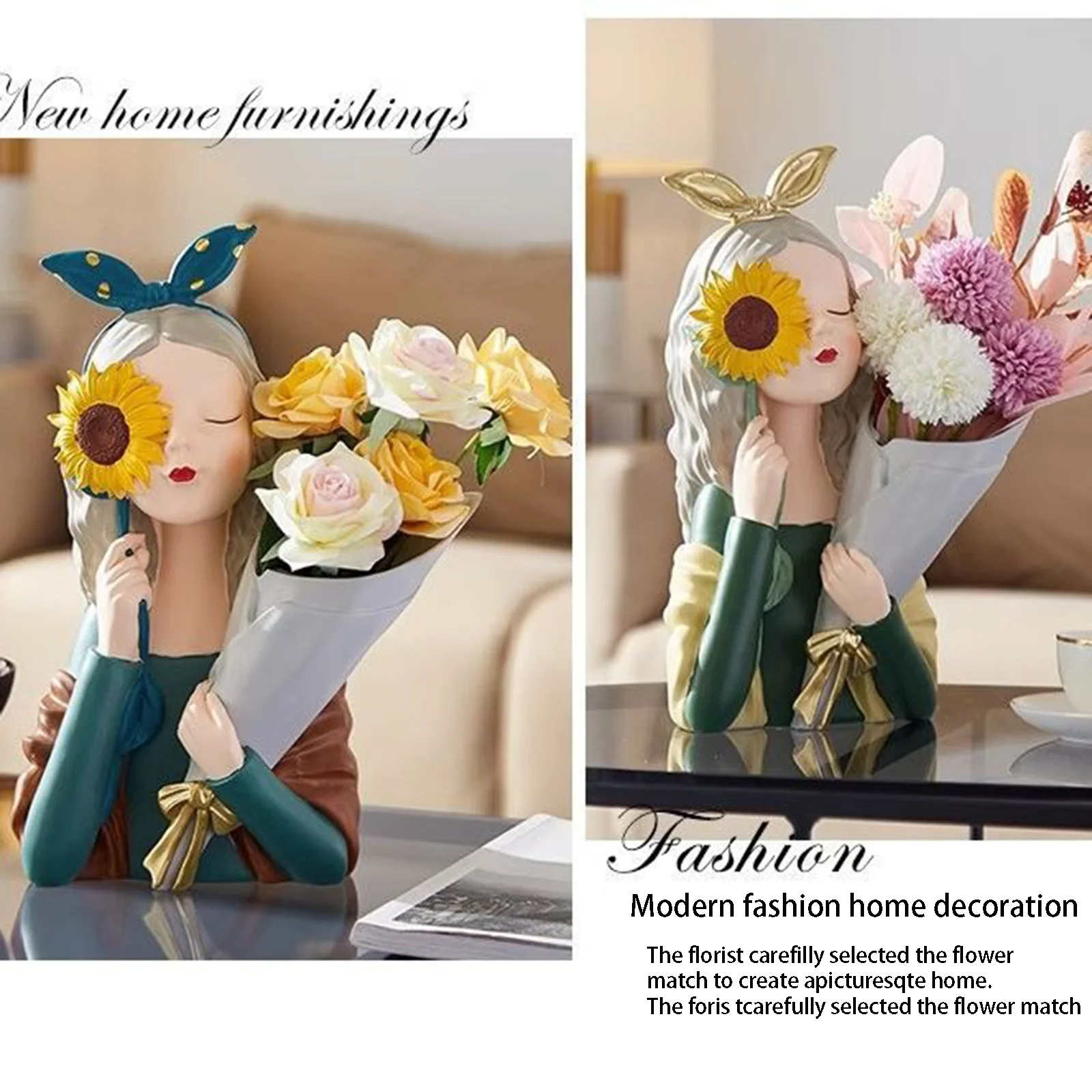 Nordic Light Luxury Girl Heart Embracing Flower Girl Vase Decoration Living Room TV Cabinet Flower Arrangement Home Decoration