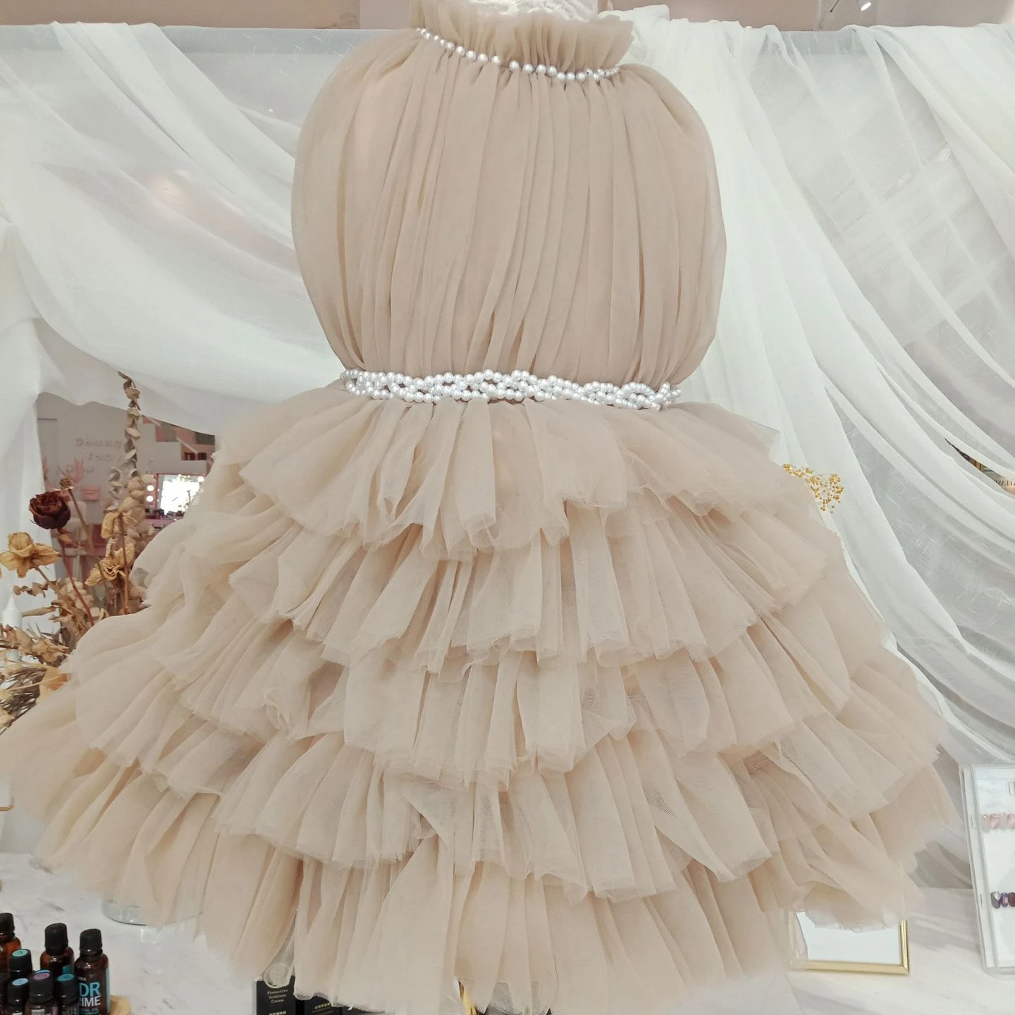 2020 new high-end girl western style small fragrant mesh gauze waist layered lotus leaf kids cake dress