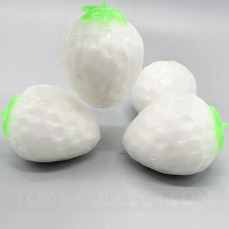 Wholesale TPR Squeeze Fruit Toys Flour Ball PVA Strawberry UV Change Color Decompression Fidget Toy For Kids