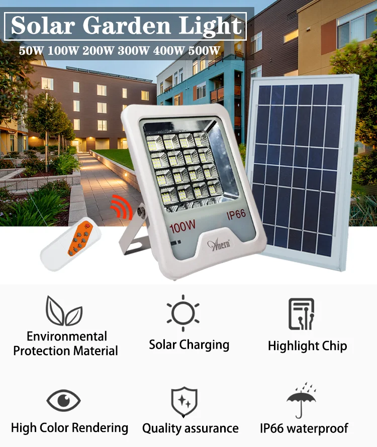 High brightness IP66 50w integrated solar light outdoor