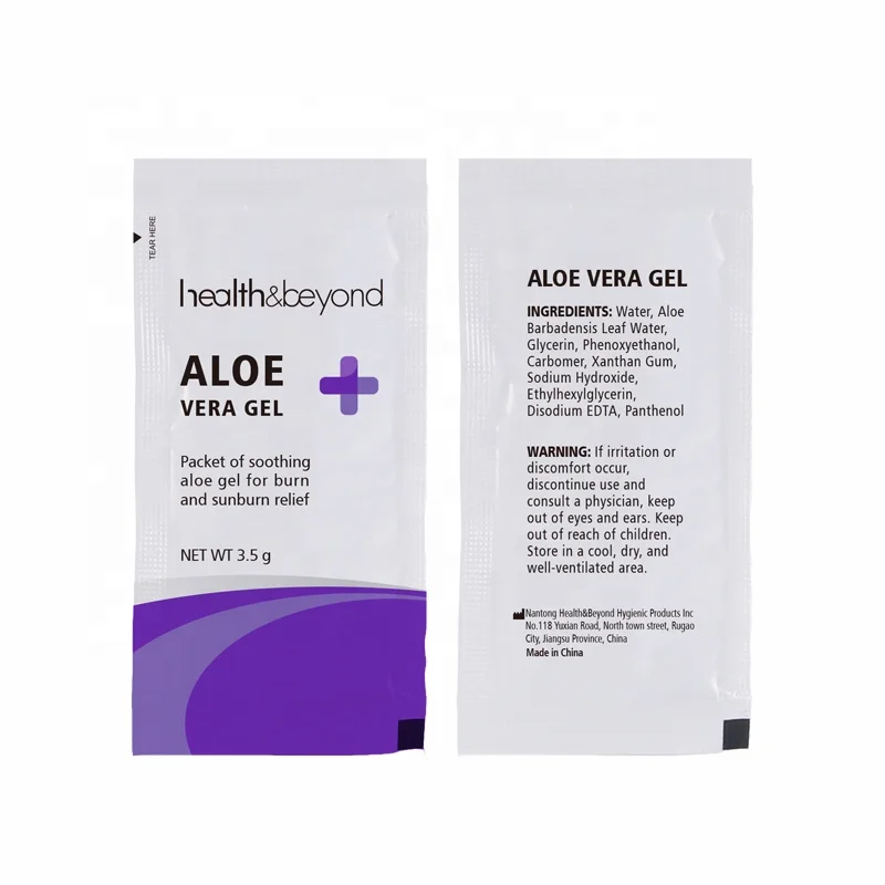 Relieve burn and sunburn first aid OEM/ODM foil pack 3.5g/sachet aloe vera gel