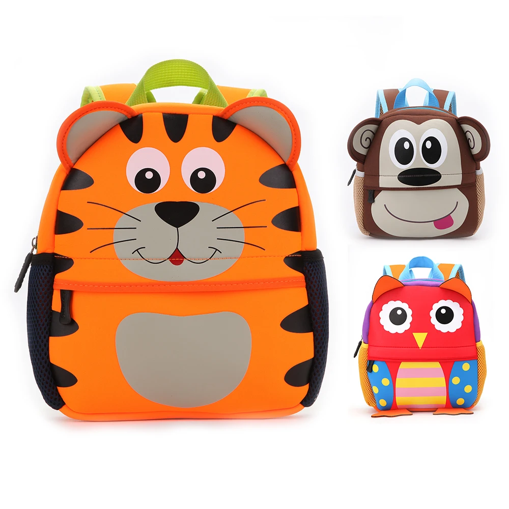 New Design Custom Neoprene Cute Cartoon 3D Kids Zoo Animal Backpack For Kids