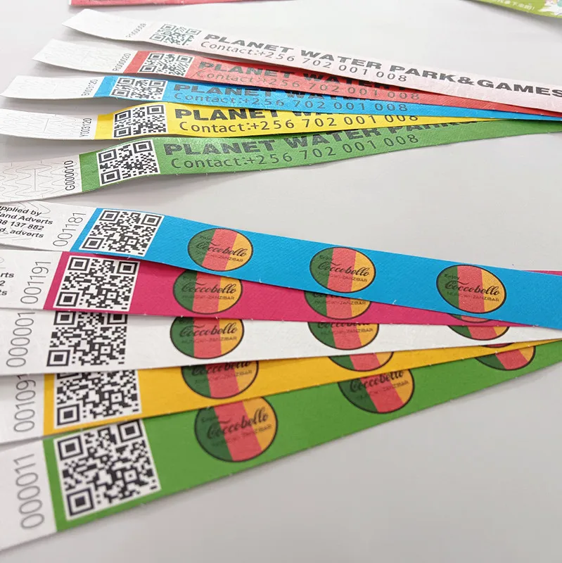 Custom Water Proof Disposable Gliding Tyvek Printable Paper Tickets wristbands ID Band For Events