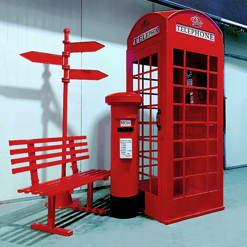 White Pink Phone Booth For Wedding Decor Handmade Iron Crafts Hotel Shopping Mall Decor Blue Telephone Booth