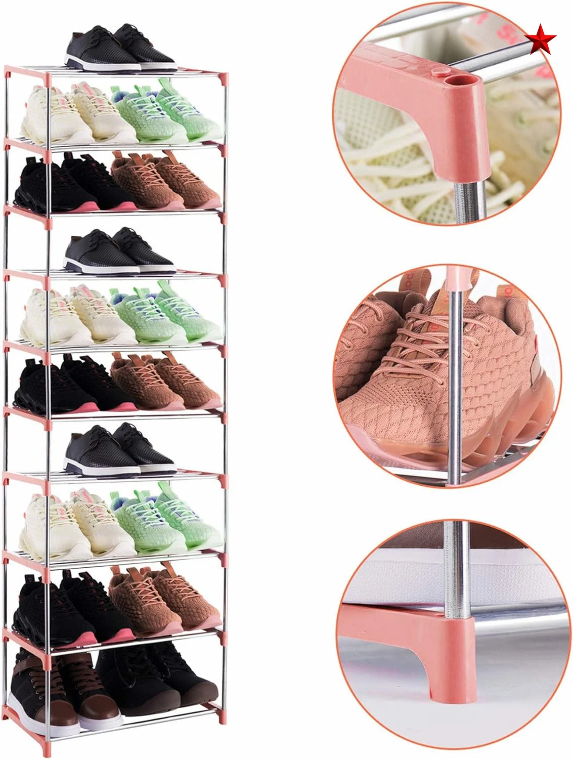 Shoe Rack 10-tier Shoe Rack Storage OrganizerStackable Space Saving Shoe Shelf
