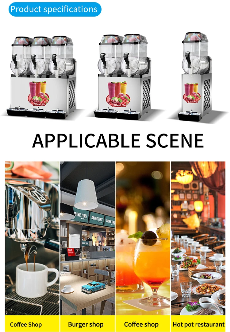 Double cylinder  Commercial CE Certificate Snow Melting Ice Smoothies Granita Slush Machine