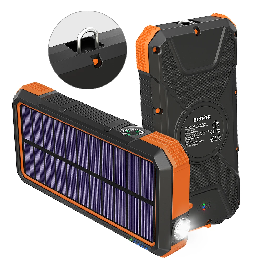 2021 Newest outdoor external battery backup PN-W12 20,000mAh QC3.0 & PD quick charging USB & Type-C  Big Capacity Phone charger