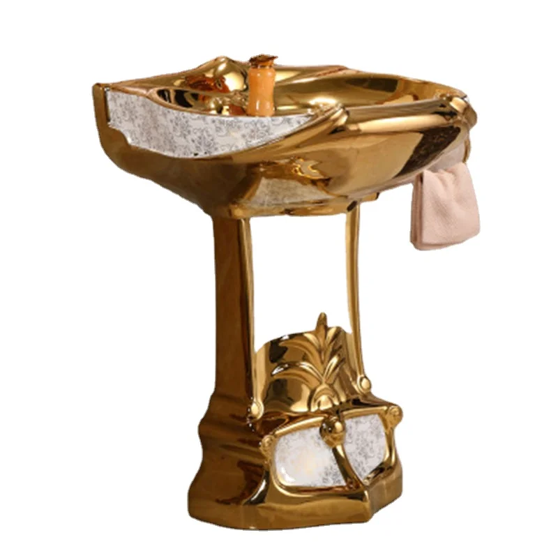 Modern type classical bathroom round size ceramic wash pedestal basin