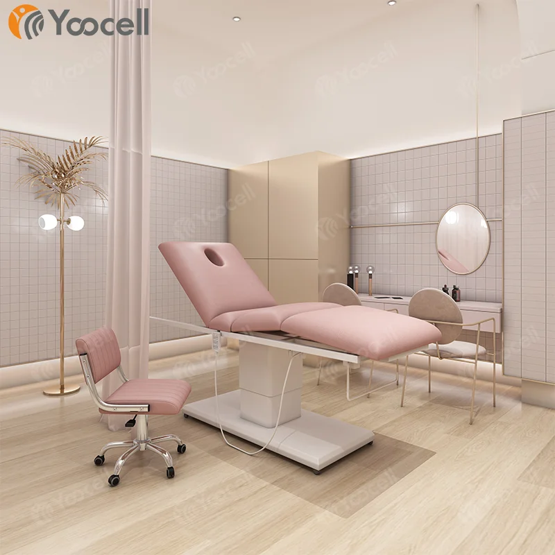 Современная роскошная мебель Yoocell для салона красоты кровать лица с золотым основанием автоматическая массажная электрическая спа 3 двигателями