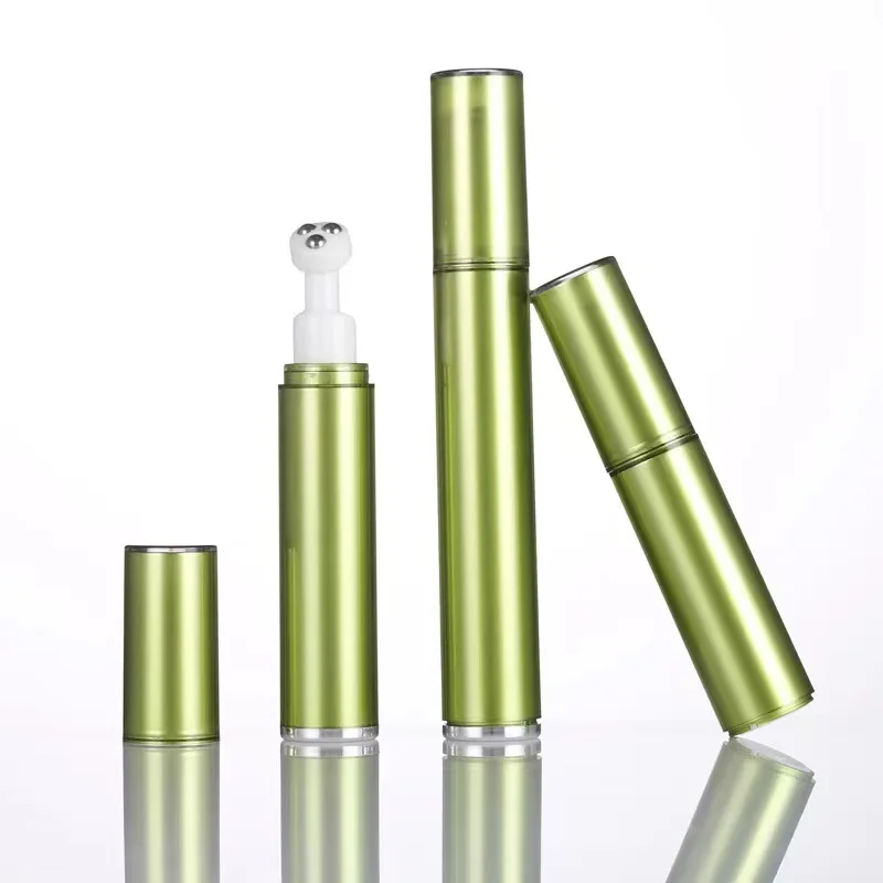 5ml 10ml 15ml  AS Airless Bottle with 3 Metal Ball Massager for Eye cream/  Roller Plastic Roll on Bottle Cosmetic Packaging