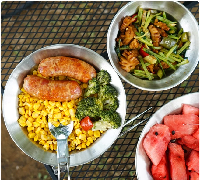 Silverware Set-Camping Mess Kit 12 Pcs Camping Accessories Stainless Steel Camping Dishes Set Dinnerware for 4 Person Utensils