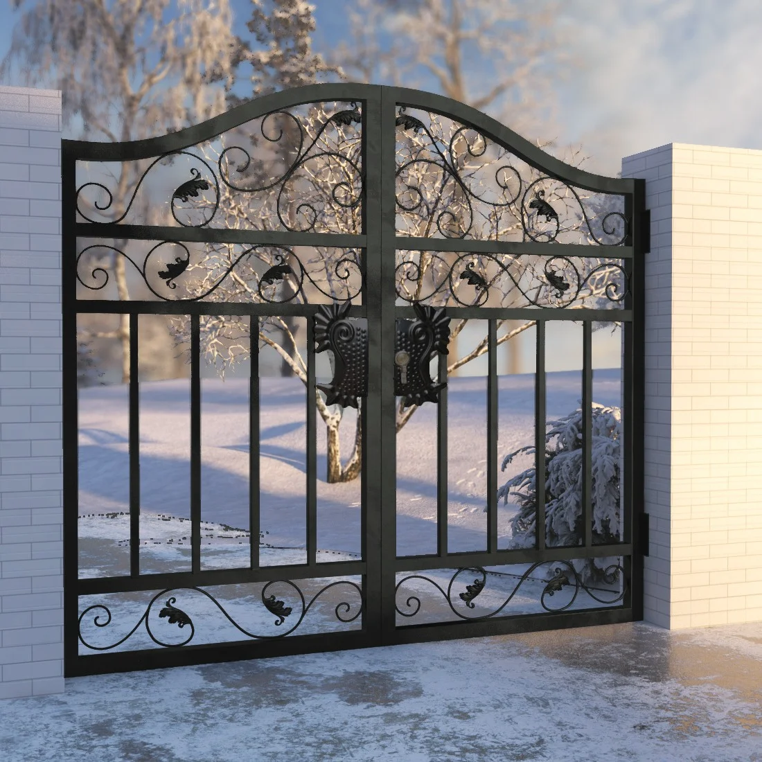 Competitive Price Swing Front Garden Gates Hurricane Proof Grill Design Swing Folding Gate Iron Garden Gate