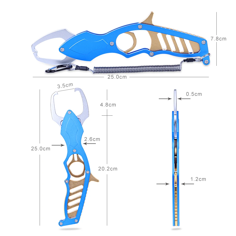 XINBIGO Anti Rust Aluminum Alloy Fish Controller Fish Grip Saltwater Fish Lip Gripper Fishing Gear Tools Equipment