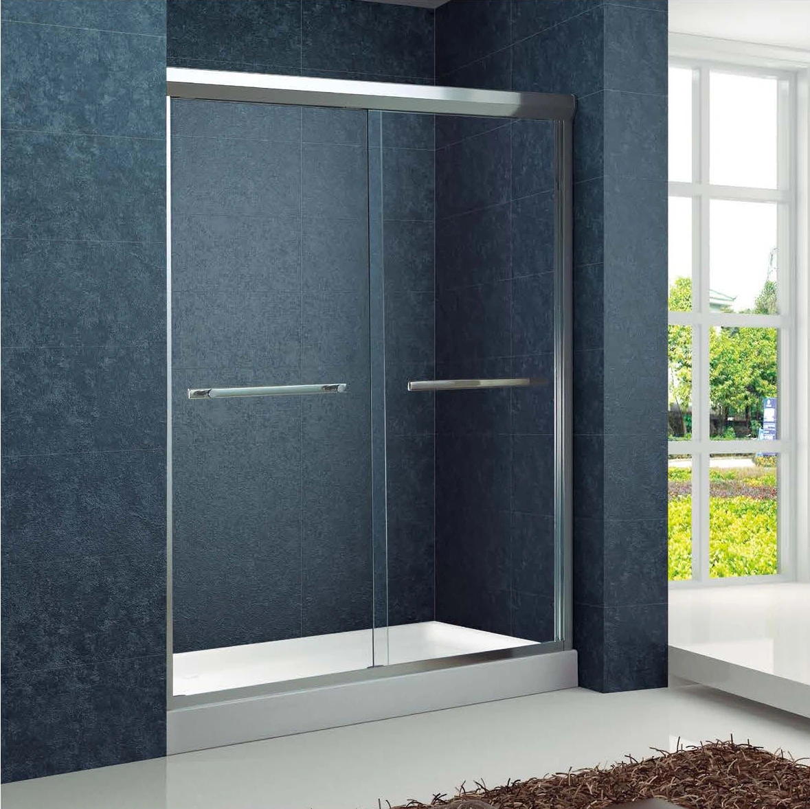 Wholesale Aluminum Stainless Steel Tempered Glass Shower Cubicle Bathroom Double Sliding Shower Door