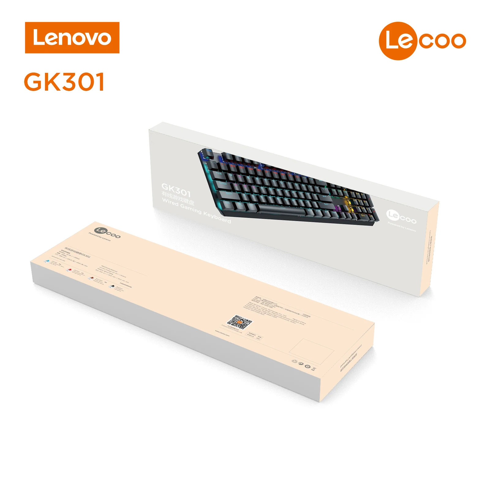 Lenovo Lecoo GK301 blue switch rgb led keyboard mechanical game keyboard laptop desktop best wired gaming keyboard