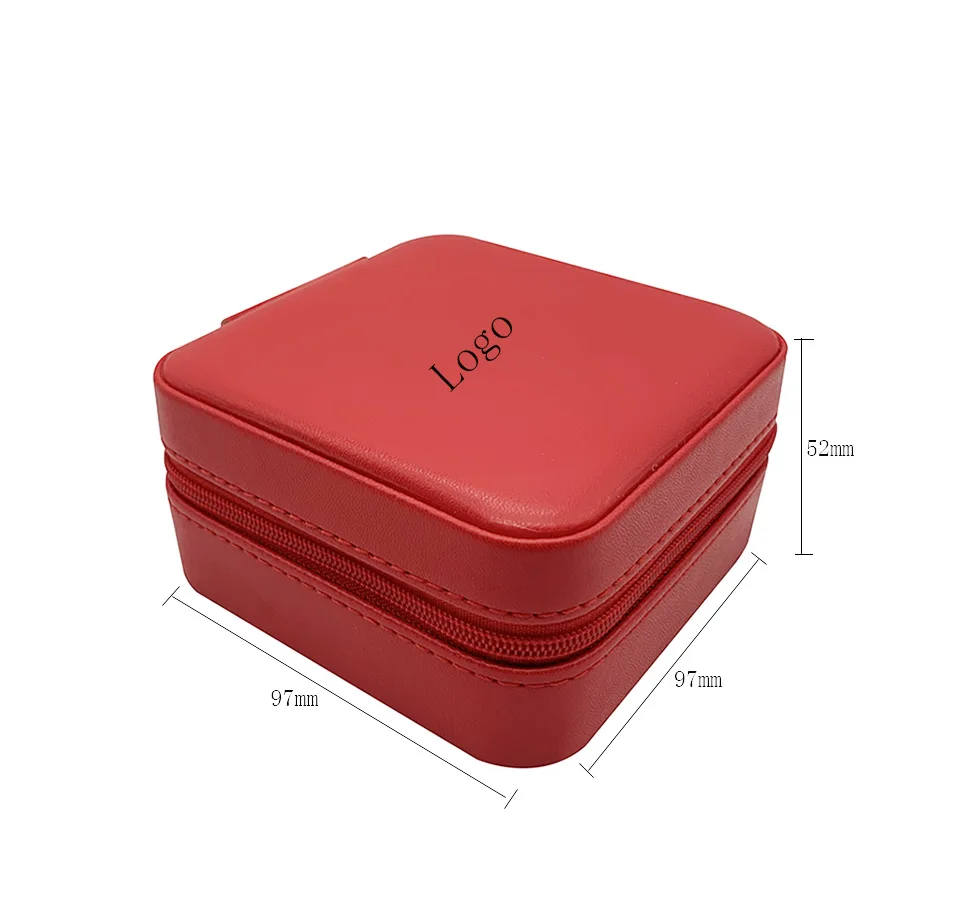 
Women Girls Organizer Earring Ear Stud PU Leather Portable Jewel Case Jewellery Packing Jewelry Box Travel Case with Mirror 