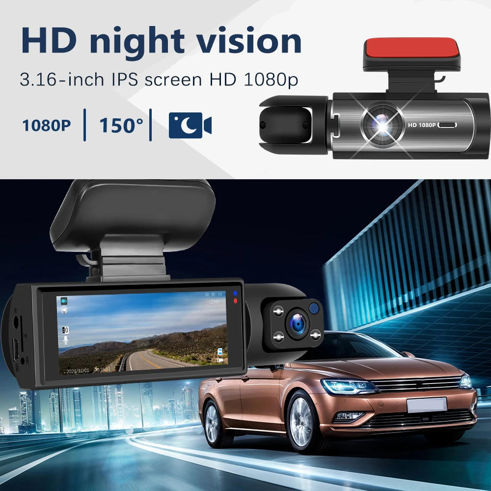 3.16 inch Screen Car DVR camera  Video Recorder  front and rear for car HD 1080P dash Cam