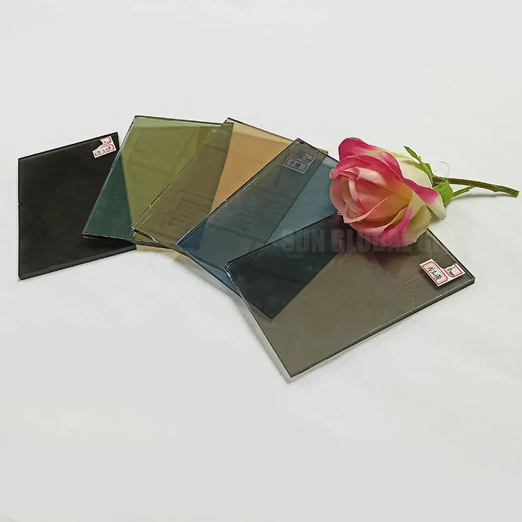 Good price 4mm gold bronze grey blue green pink sliver heat insulation reflective coated building float glass in China