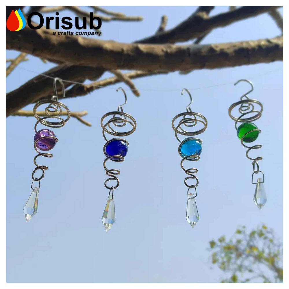High quality metal sublimation hanging wind spinner stabilizer spiral tail for garden decoration