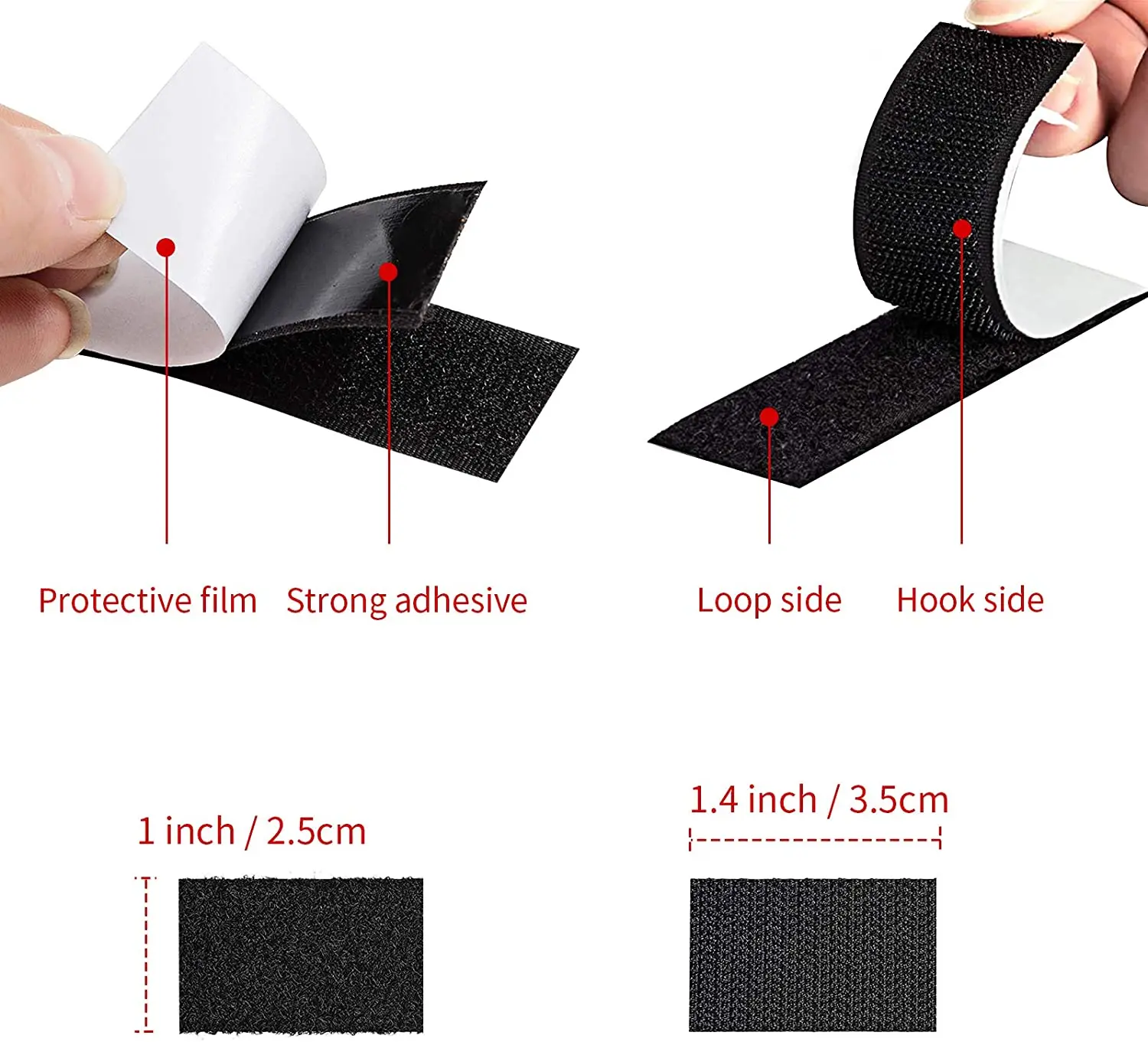 Hot Custom logo hook and loop fastener square Die cut sticky self adhesive strip Velcroes Self-adhesive hook and loop straps