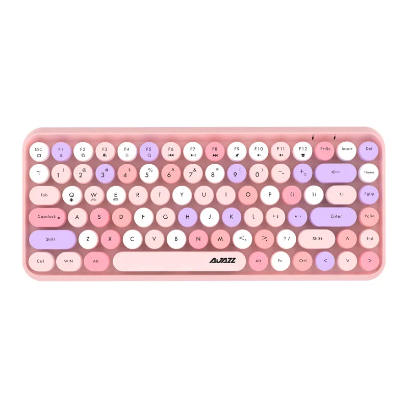 Hot Sale AJAZZ 308I 84 Keys Wireless BT  Keyboard Retro Typewriter Round Key for Win/iOS/Android