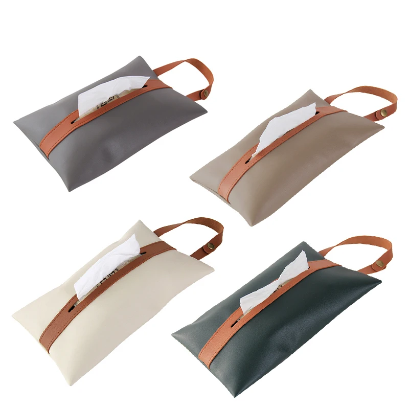 Suspensible Tissue Case Box PU Leather Home Car Towel Napkin Papers Dispenser Holder Box Case Table Decoration