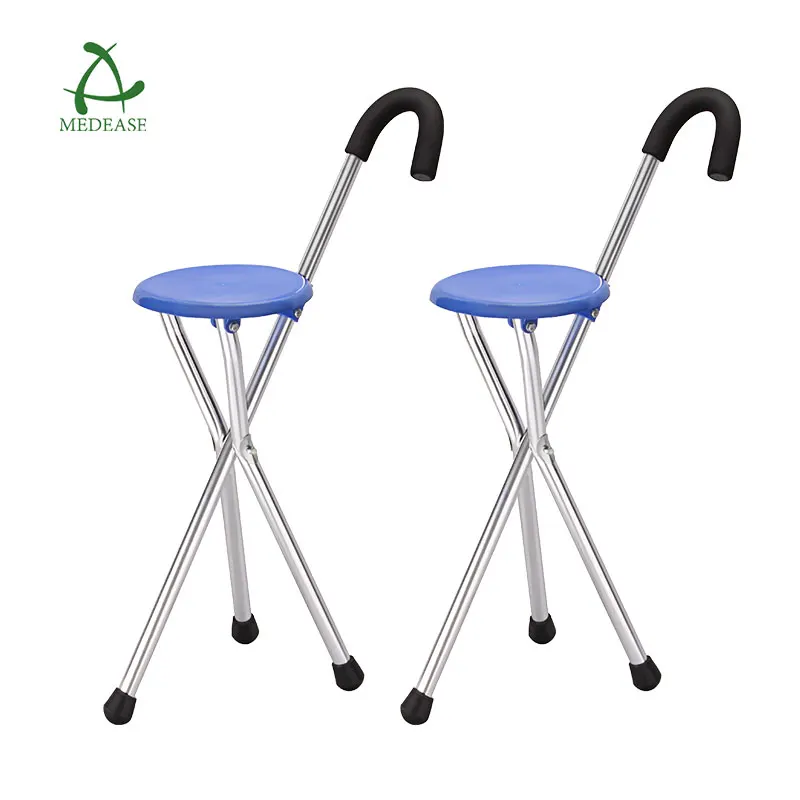 Portable Dexterous Three-legged Medical Cane Portable Old Man Mountaineering Bench Folding Climbing Chair Walking Sticks
