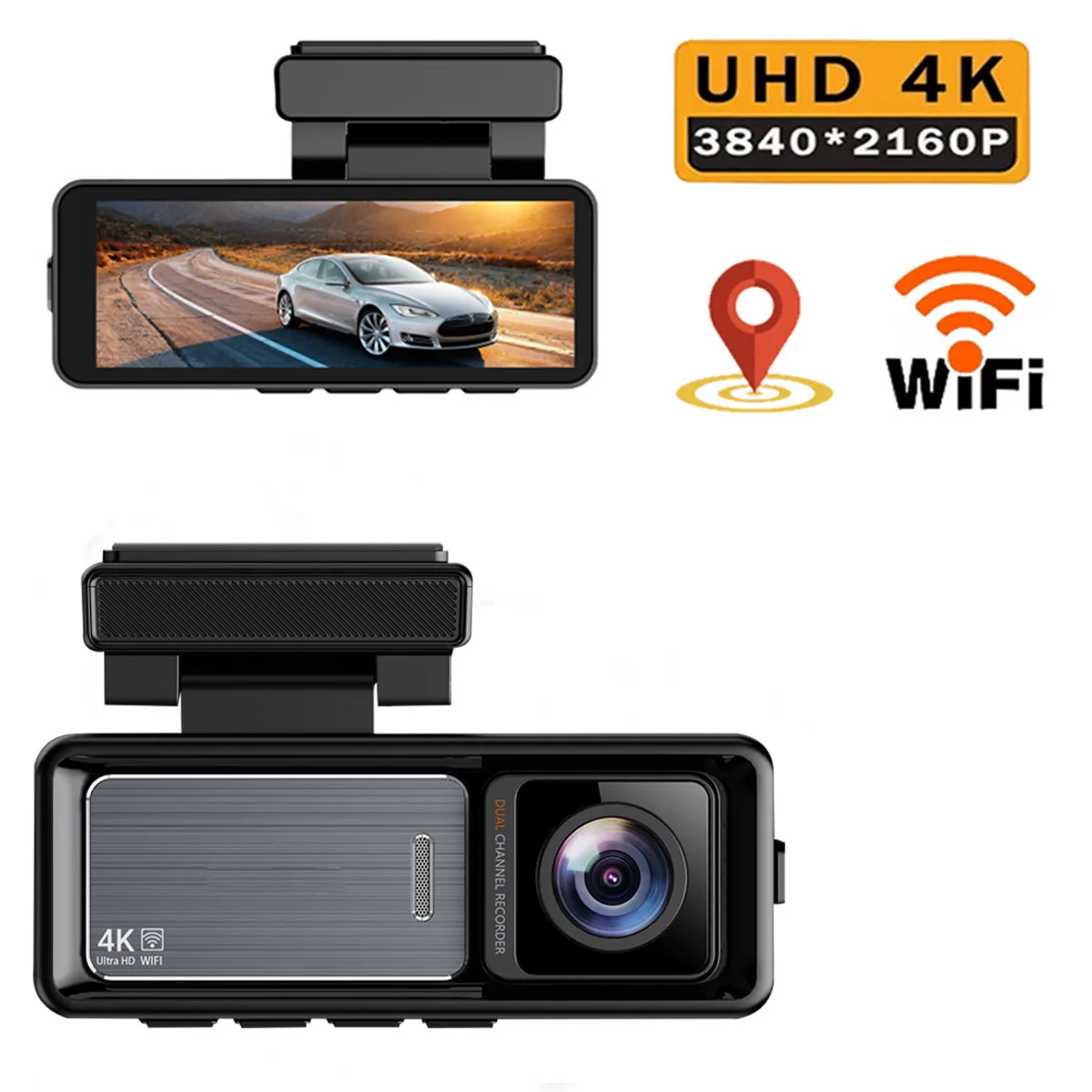 Автомобильный видеорегистратор 4K Wi-Fi 3 2 дюймов фронтальный парковочный монитор двойной объектив разрешение 1080p 2k ночное видение