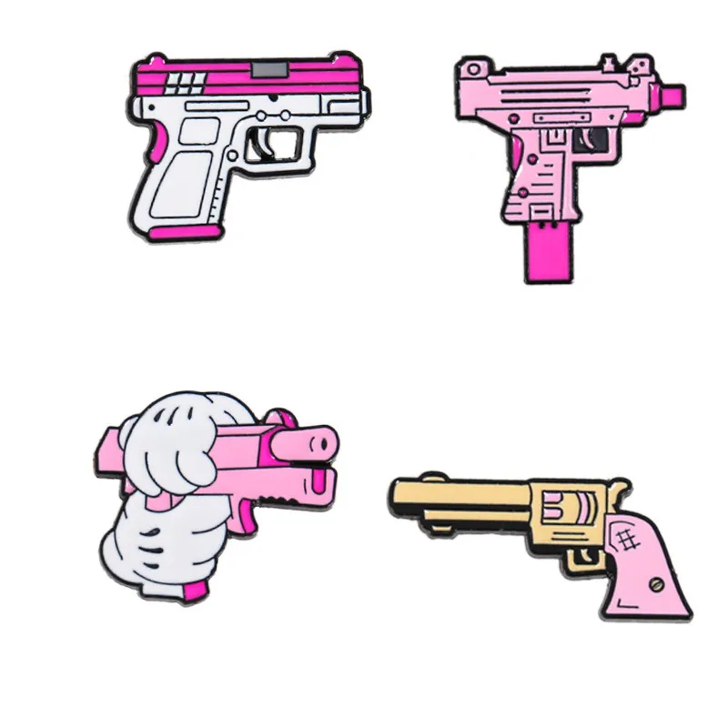 Pink Guns Shoe Charms Crown Metal Accessories DIY Children Shoe Accessories For Croc Shoe Decoration girls