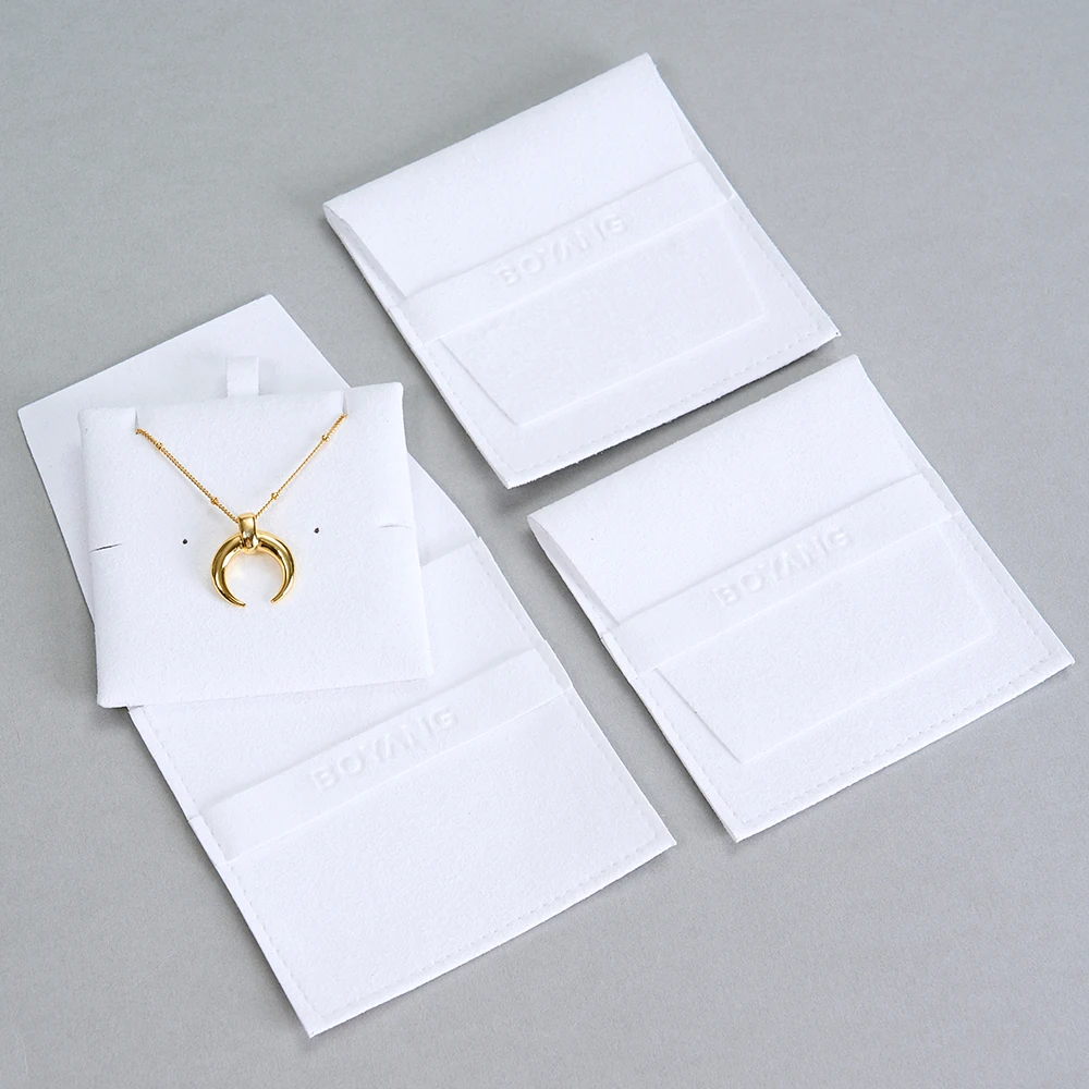 Custom White Jewelry Dust Gift Bags Microfiber Jewelry Pouch and Box Packaging