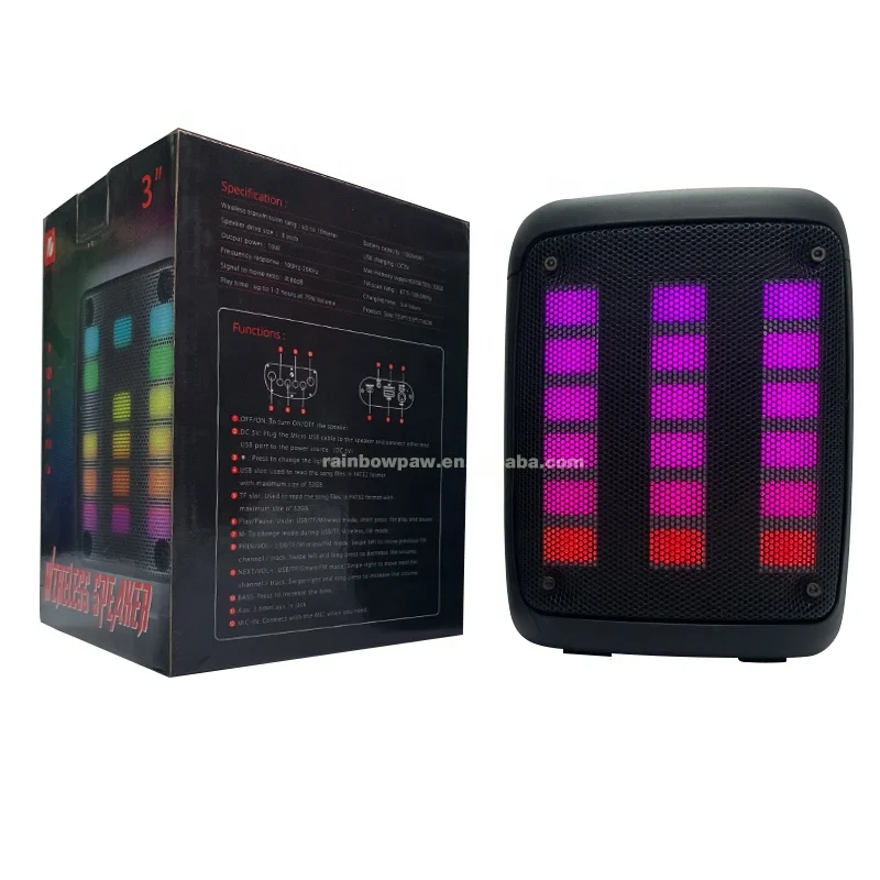 Best quality kts bt 5.0 speaker kts-1897 professional portable outdoor wireless 3 inch mini design speaker with rgb party light