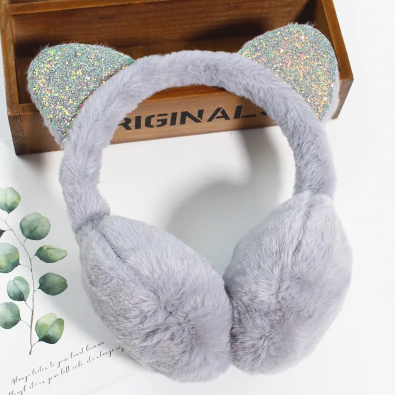 factory hot sale winter cute fashion solid color animal ear muffs for women