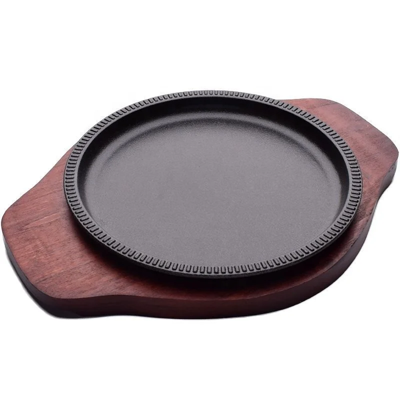 24CM Cast Iron Teppanyaki Steak Grill Plate Korean Cast Iron BBQ Plate Bulgogi Plate