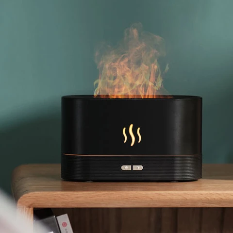 dropshipping Hot Sales 180ml 3d Flame Aroma Essential Oil Diffuser Fire Air Cool Mist Flame Humidifier