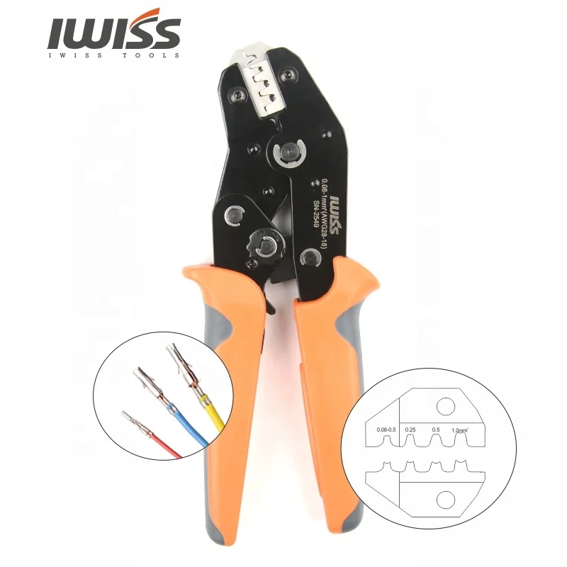 
Iwiss SN-2549 (0,08-1,0 mm2) 28-18 AWG XH2.54/Dupont Разъемы 2,54/2,8/3,0/3,96/4,8/KF2510/JST pin обжимной инструмент 