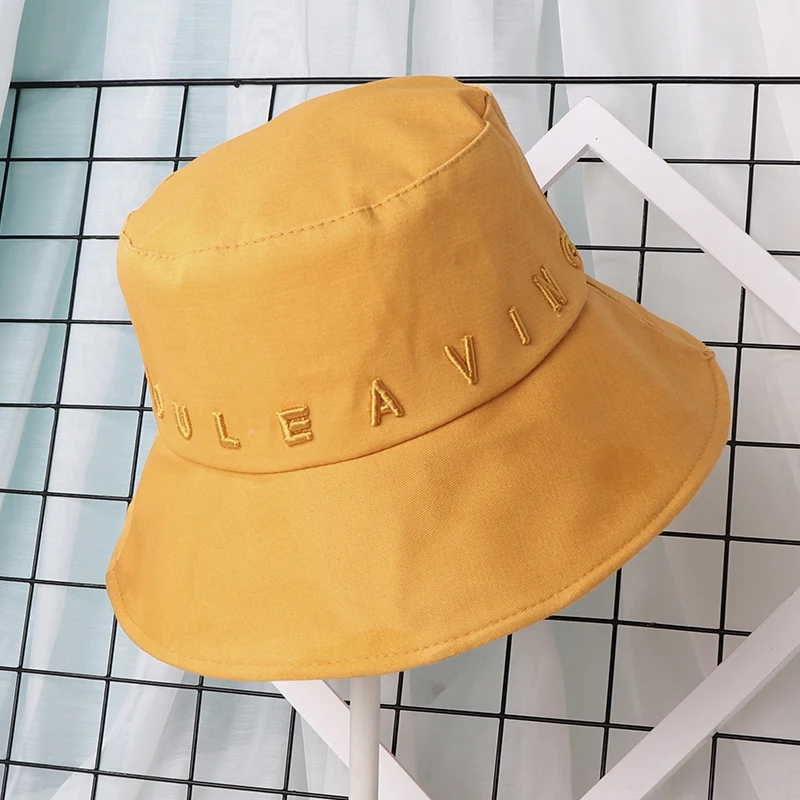 Lady Fisherman Hat With Monochrome Embroidery Outdoor Fashion Sun Shade Hat Spring Sun Block Bucket Hat