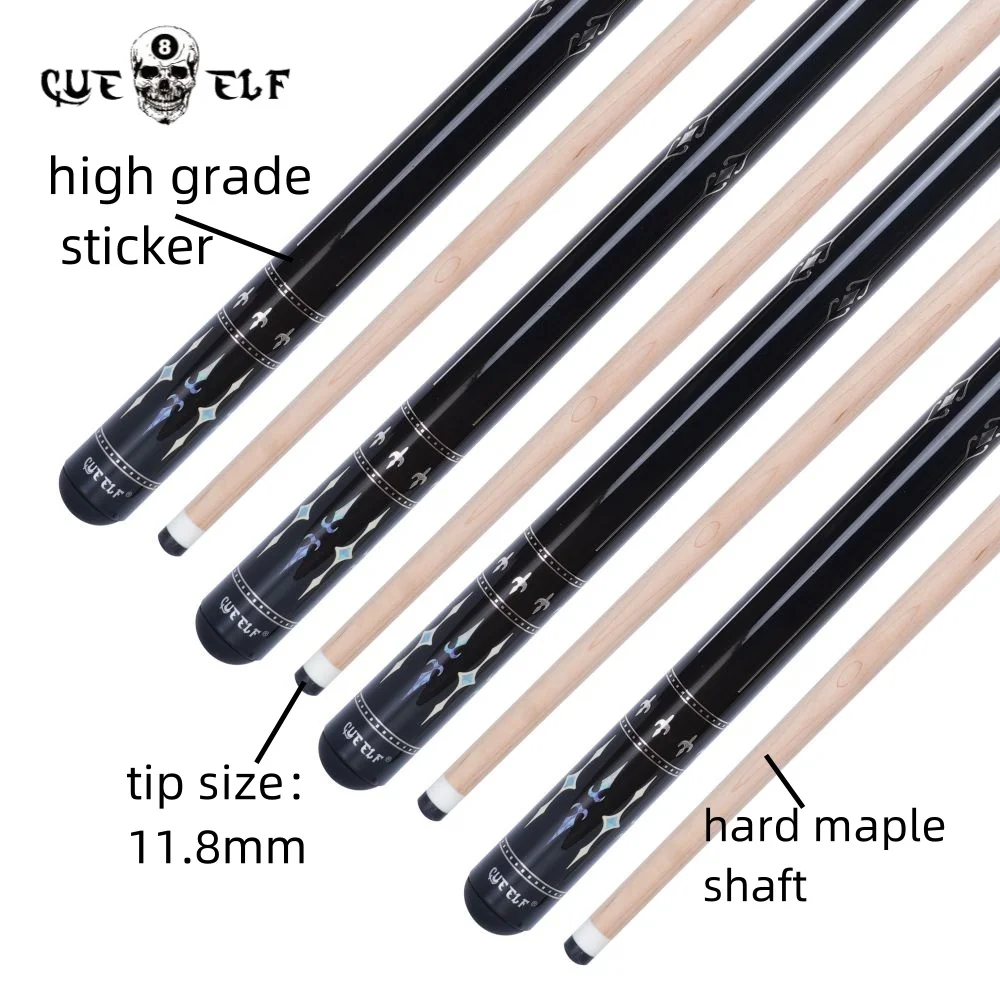 CUEELF Wholesale  Carom Pool Cue Firm Hard Maple Shaft 11.8mm Tip Size  High Grade Sticker Pool Cue
