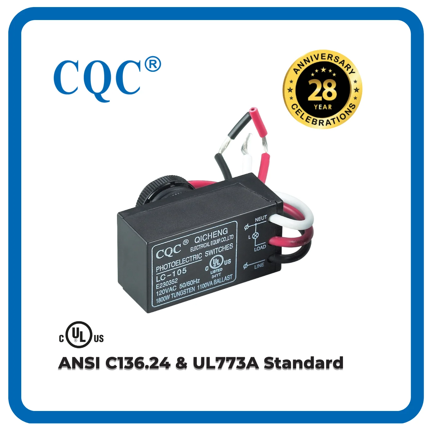 LC-105 Thermal Type wire- in photo control  photocell UL file No.E230352