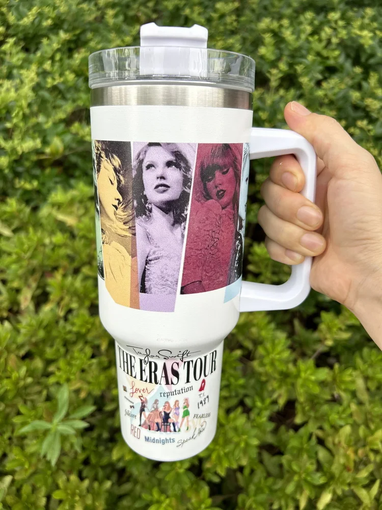 15 видов цветов на заказ Eras Tour 1989 Taylor Tumblers 40oz из нержавеющей стали Uv Dtf чашки с ручкой и крышками