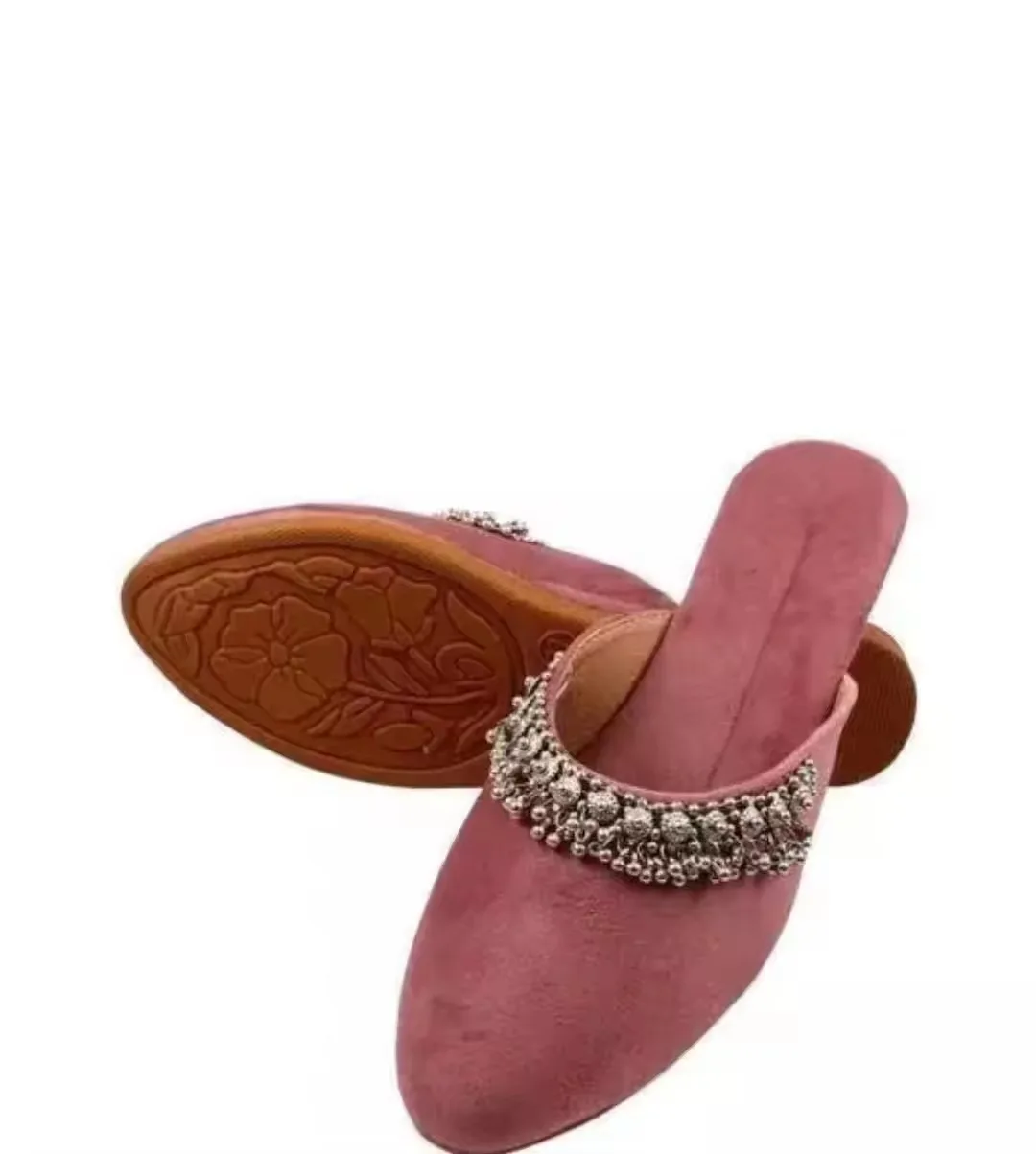Best Collection of Ladies Rajasthani Girls Genuine Leather Flat Shoes with Rounded Style Closed Toe Lining Insole for Summer