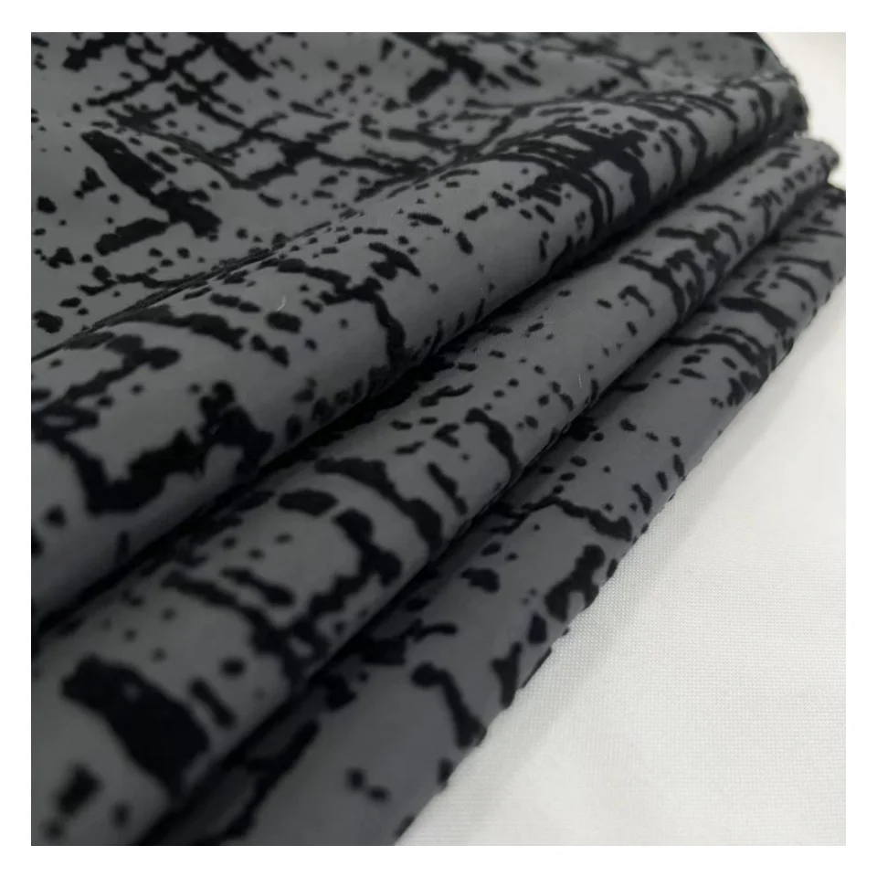 New style customized color 300T 100%Polyester 50D flocking taffeta fabric for clothes