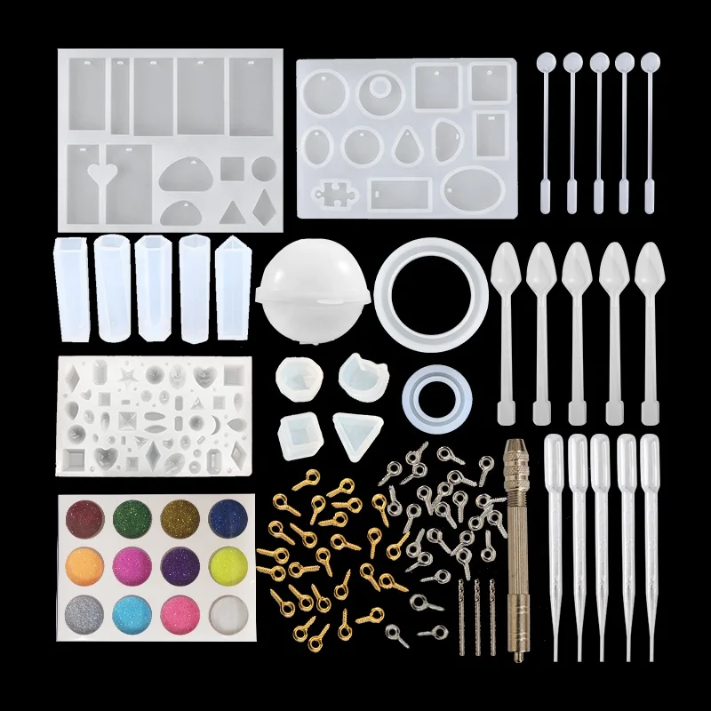 93pcs new DIY handmade Kit for drop glue diy handwork with drill bit 12 color sequins