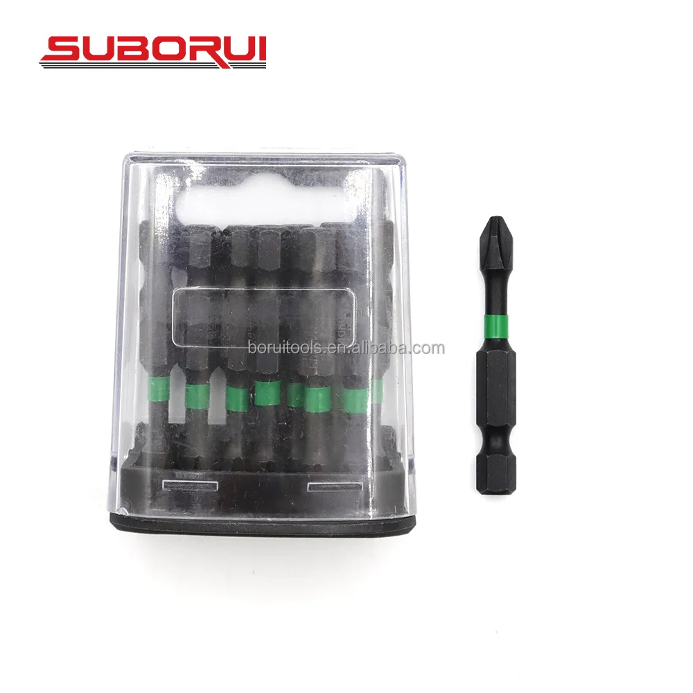 SUBORUI 1/4 Inch S2 Magnetic Impact Phillips Bits Anti-Slip Screwdriver Bit Set PH2