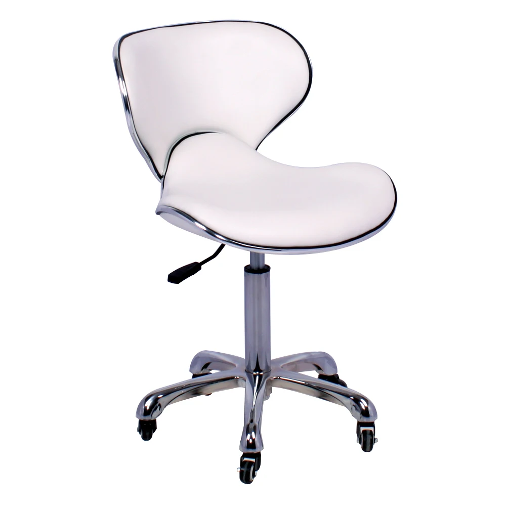 White Synthetic Leather Barber Dirctor Chair Stool, 2 Years Warranty PVC Leather Salon Stool