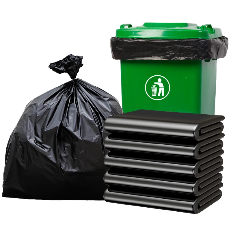 Custom Design 90*100cm Eco-Friendly Large Plastic Garbage Bags 40um Flat Mouth Heavy Duty Bin Liner for Trash & Refuse